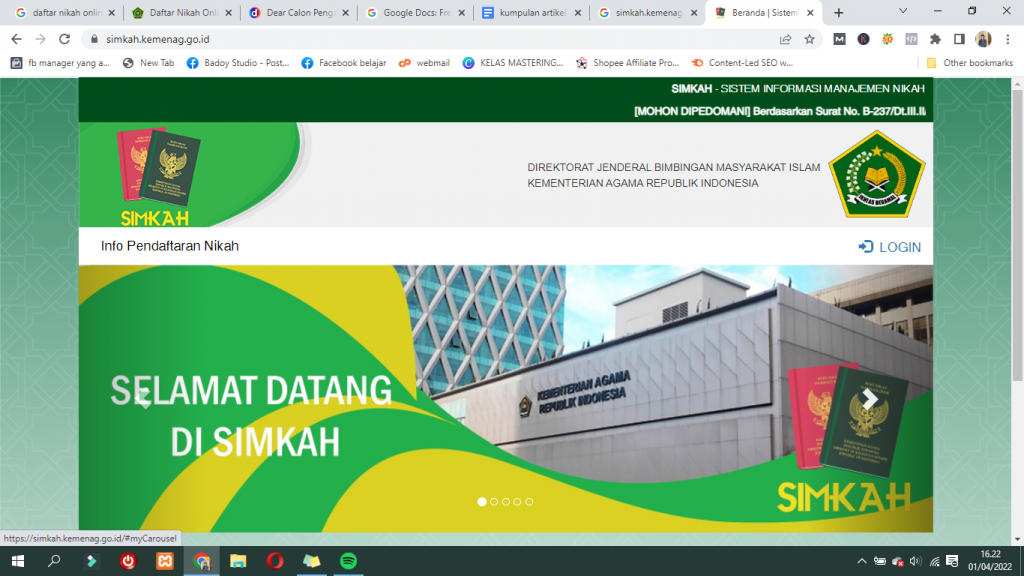 cara daftar nikah online