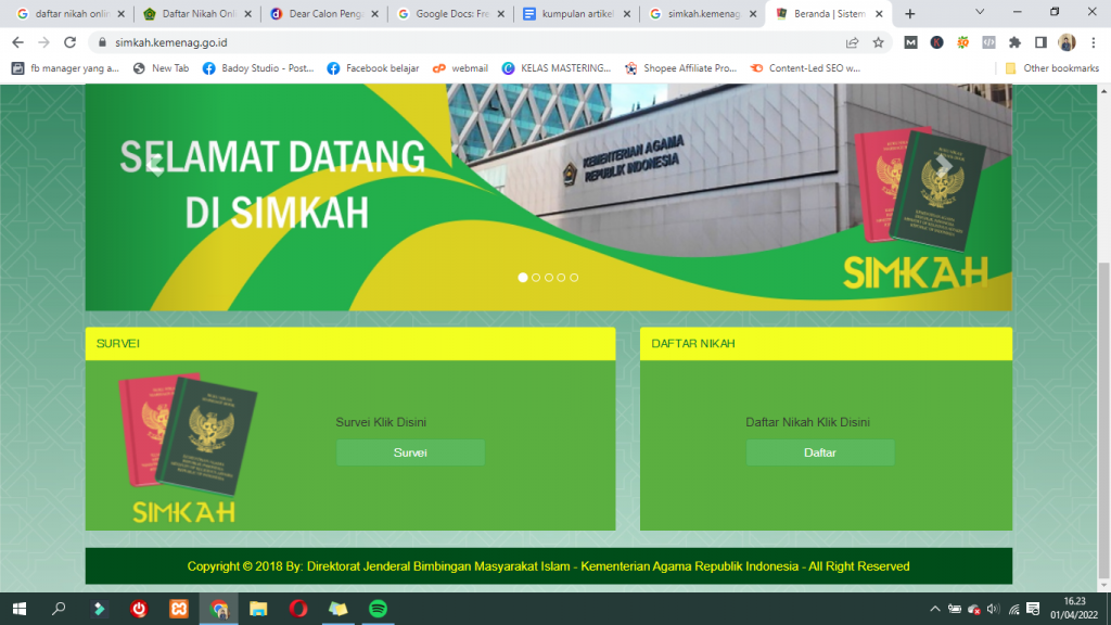 cara daftar nikah online